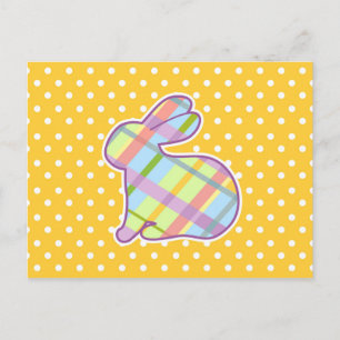 Carte Postale Forme de lapin sur Arrière - plan Pois jaune