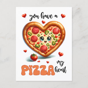 Carte Postale Forme du coeur Pizza Punny Mon coeur Valentine
