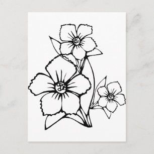 Carte Postale Forme noire de trois fleurs