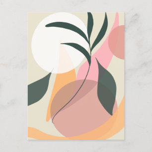 Carte Postale Formes d'illustration végétale abstraite Rose