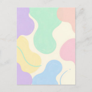 Carte Postale Formes organiques abstraites de blob pastel