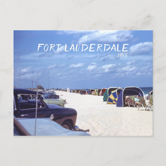 Carte Postale Fort Lauderdale Beach Cabanas Retro Image de voyag (Devant)