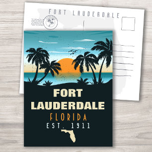 Carte Postale Fort Lauderdale Florida Beach Retro Sunset 60s