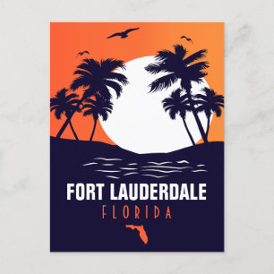 Carte Postale Fort Lauderdale Florida Beach Retro Tropical 60s