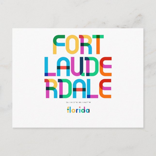 Carte Postale Fort Lauderdale Florida Mid Century, Pop Art, (Devant)