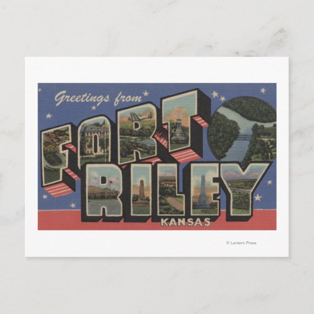 Carte Postale Fort Riley, Kansas - Scènes de grandes lettres (Devant)