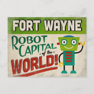 Carte Postale Fort Wayne Indiana Robot - Drôle Vintage