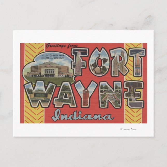 Carte Postale Fort Wayne, Indiana - Scènes de grandes lettres (Devant)