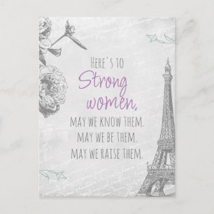 Carte Postale Forte femme Citation Paris Papier Tour Eiffel Post