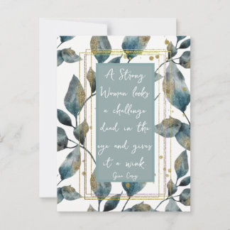 Carte Postale Forte Femme Message positif Gold Green Foliage