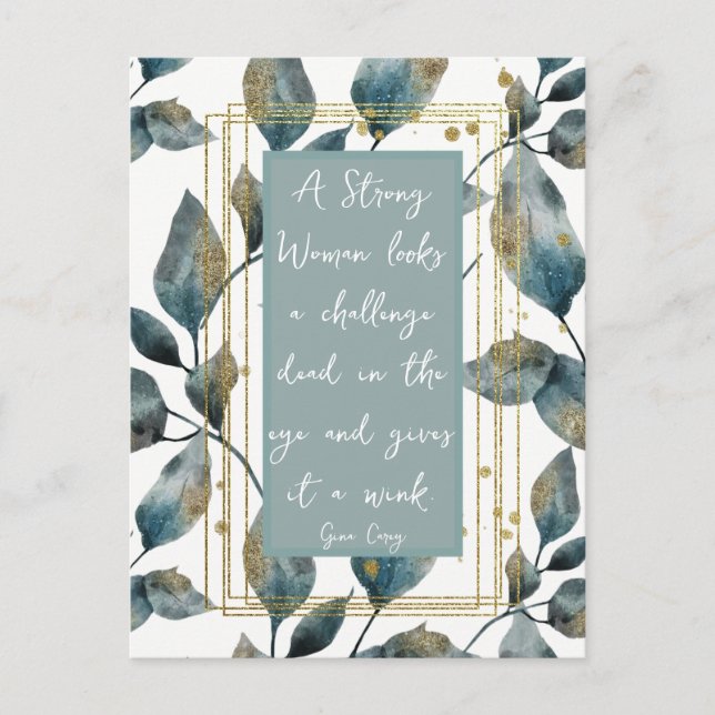 Carte Postale Forte Femme Message positif Gold Green Foliage (Devant)