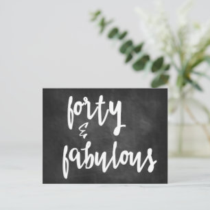 Carte Postale Forty & Fabulous - 40th Birthday Chalkboard Card