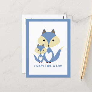 Carte Postale Fou comme un renard, Blue Fox Burlap