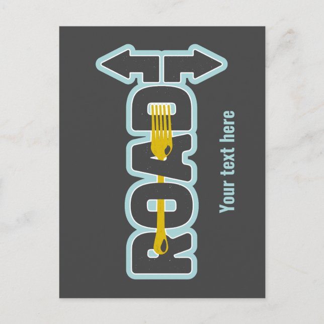 Carte Postale Fourche dans la route art texte typographique (Devant)