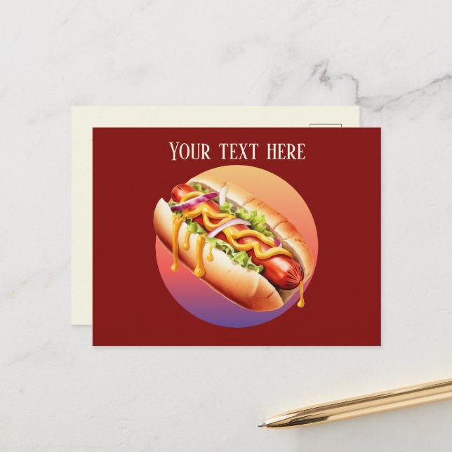 Carte Postale Fournisseurs de hotdog cool ajouter un message (Devant/Arrière en situation)