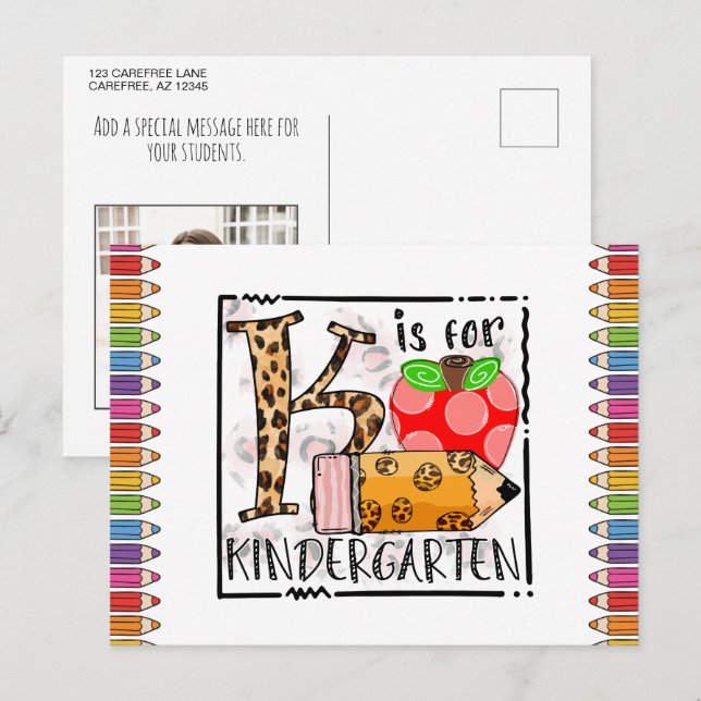 Carte Postale Fournitures scolaires personnalisées (Devant / Derrière)