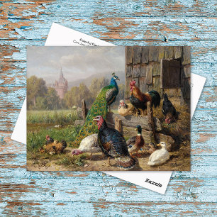 Carte Postale Fowl Barnyard couleur Carl Jutz