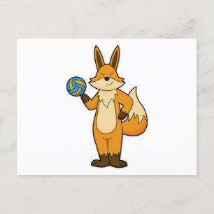Carte Postale Fox comme joueur de volleyball avec volleyball