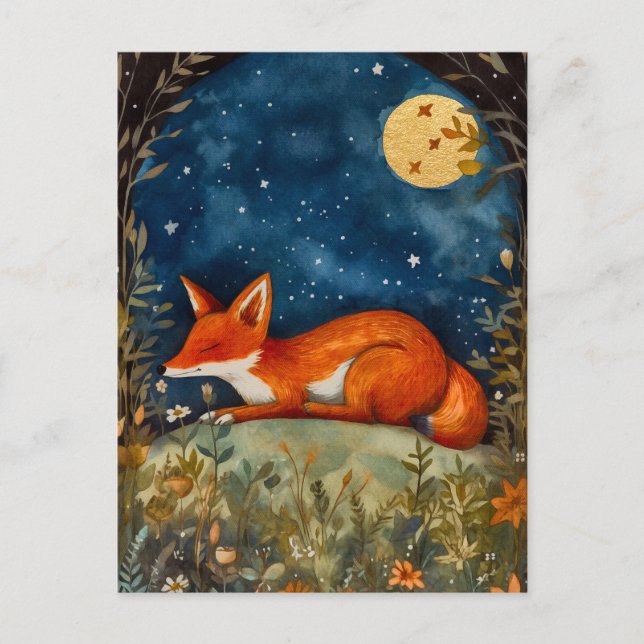Carte postale Fox couchage (Devant)