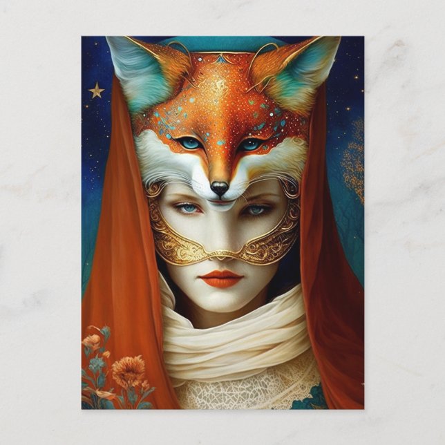 Carte Postale Fox Femme Surreal Imaginaire Art (Devant)