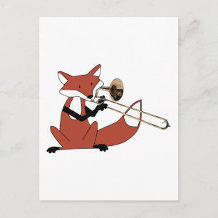 Carte Postale Fox Jouer le Trombone