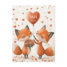 Fox Love Design avec Initiales personnalisables