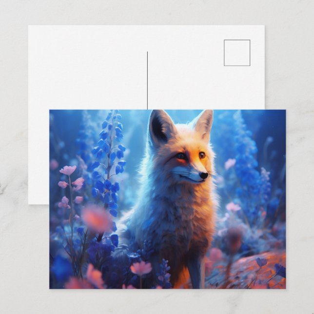 Carte Postale fox lumière bleue (Devant / Derrière)