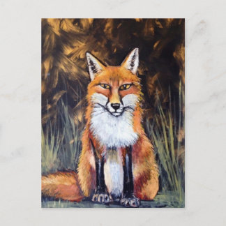 Carte Postale Fox pastel à l'huile