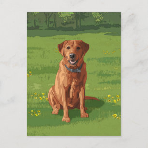 Carte Postale Fox Red Yellow Labrador Retriever Chien