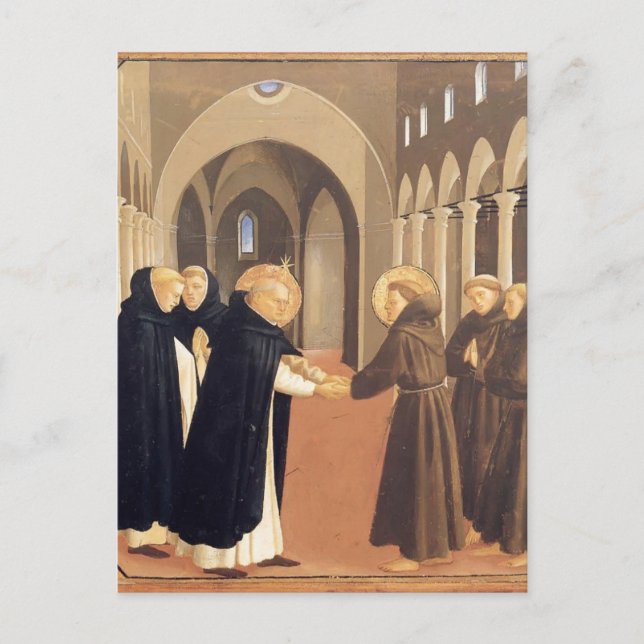Carte Postale Fra Angelico-Rencontre des saints. Dominic & Franc (Devant)