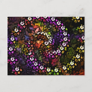 Carte Postale fractal floral pourpre Spirale Arc-en-ciel Psychéd