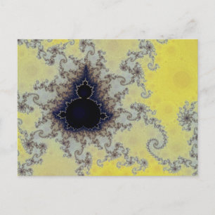 Carte Postale Fractal Mandelbrot jaune et bleu