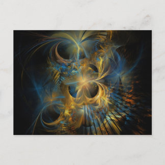 Carte Postale Fractale bleue et or