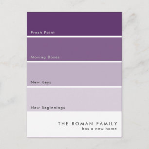 Carte Postale Fraîche Peinture Chip Moving Faire-part violet