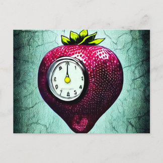 Carte Postale Fraise d'horloge surréaliste
