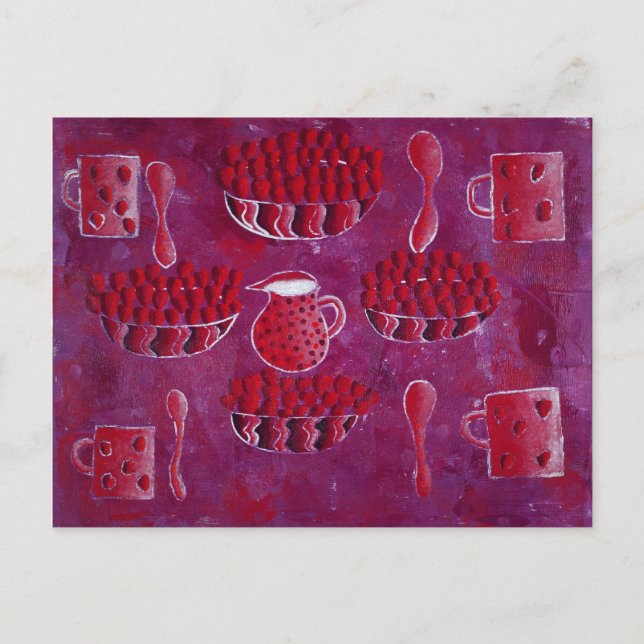 Carte Postale Fraises et peinture à la crème (Devant)