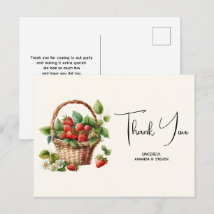 Carte Postale Fraises fraîches dans un panier en osier Merci