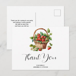 Carte Postale Fraises fraîches dans un panier en osier Merci