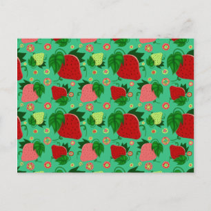 Carte Postale Fraises rose rouge