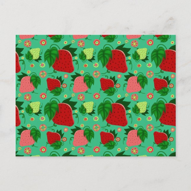 Carte Postale Fraises rose rouge (Devant)