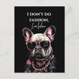 Carte Postale Français bulldog en chemise hawaïenne et lunettes 