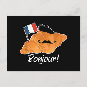 Carte Postale Français Croissant Lover France Drapeau Francophil