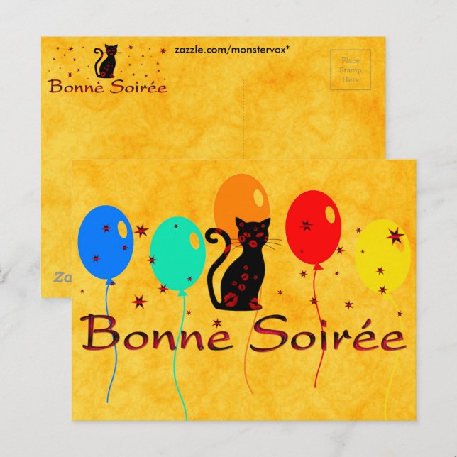 Carte postale française : Bonne Soiree (Devant / Derrière)