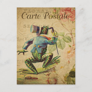 Carte Postale Française vintage, Grenouille Rétro 