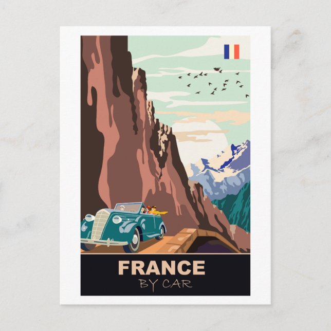 Carte Postale France en voiture (Devant)