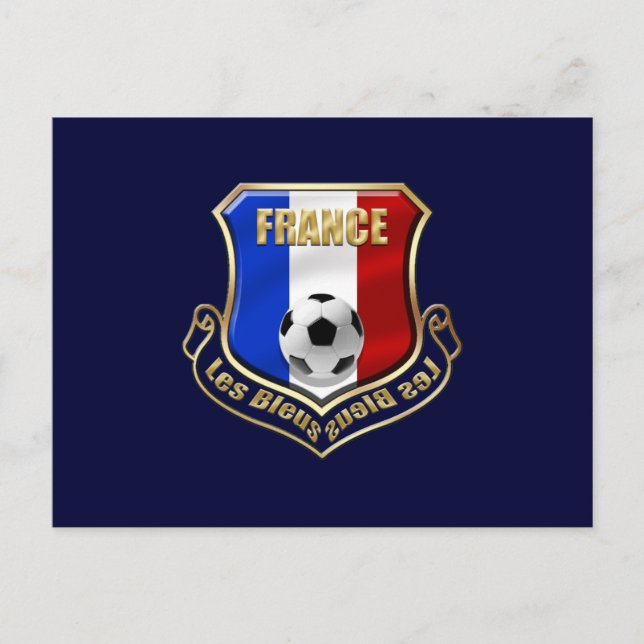 Carte Postale France les Bleus Logo Bouclier Emblem (Devant)