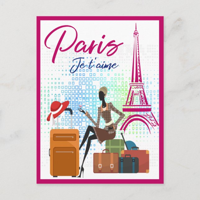 Carte Postale France moderne Paris je t'aime Eiffel Tour Voyage (Devant)