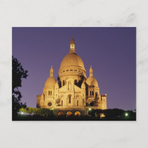 Carte Postale France, Paris, Sacré-Coeur au crépuscule.