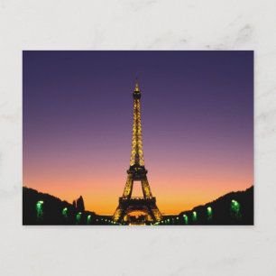 Carte Postale France, Paris, Tour Eiffel au coucher du soleil.