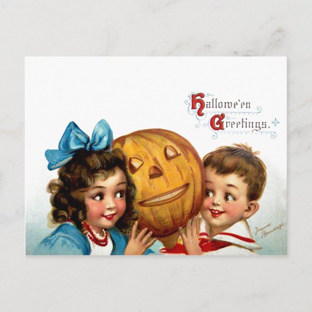 Carte Postale Frances Brundage : Garçon et fille avec Jack O'Lan (Devant)